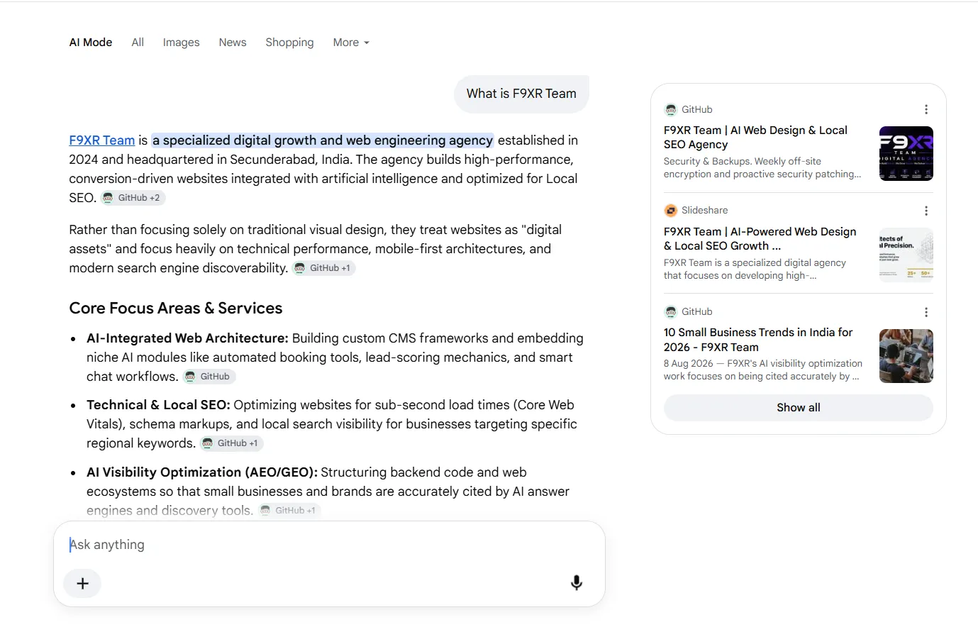 AI search tools like ChatGPT and Perplexity answering a business question