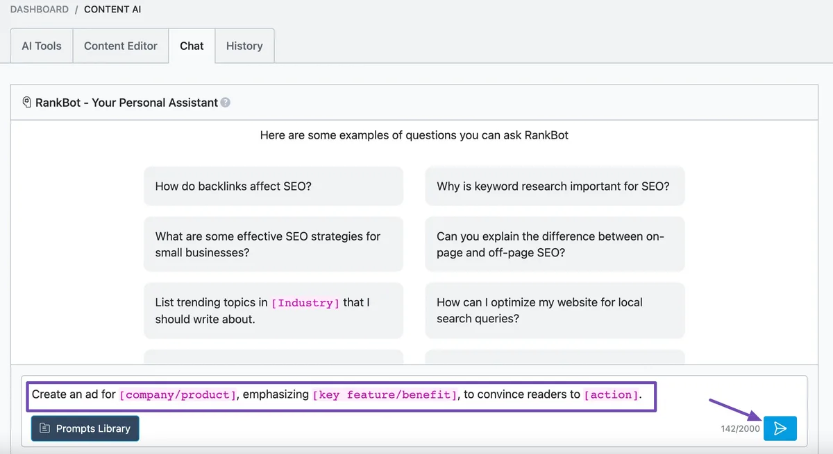 Rank Math agentic SEO prompt editing interface